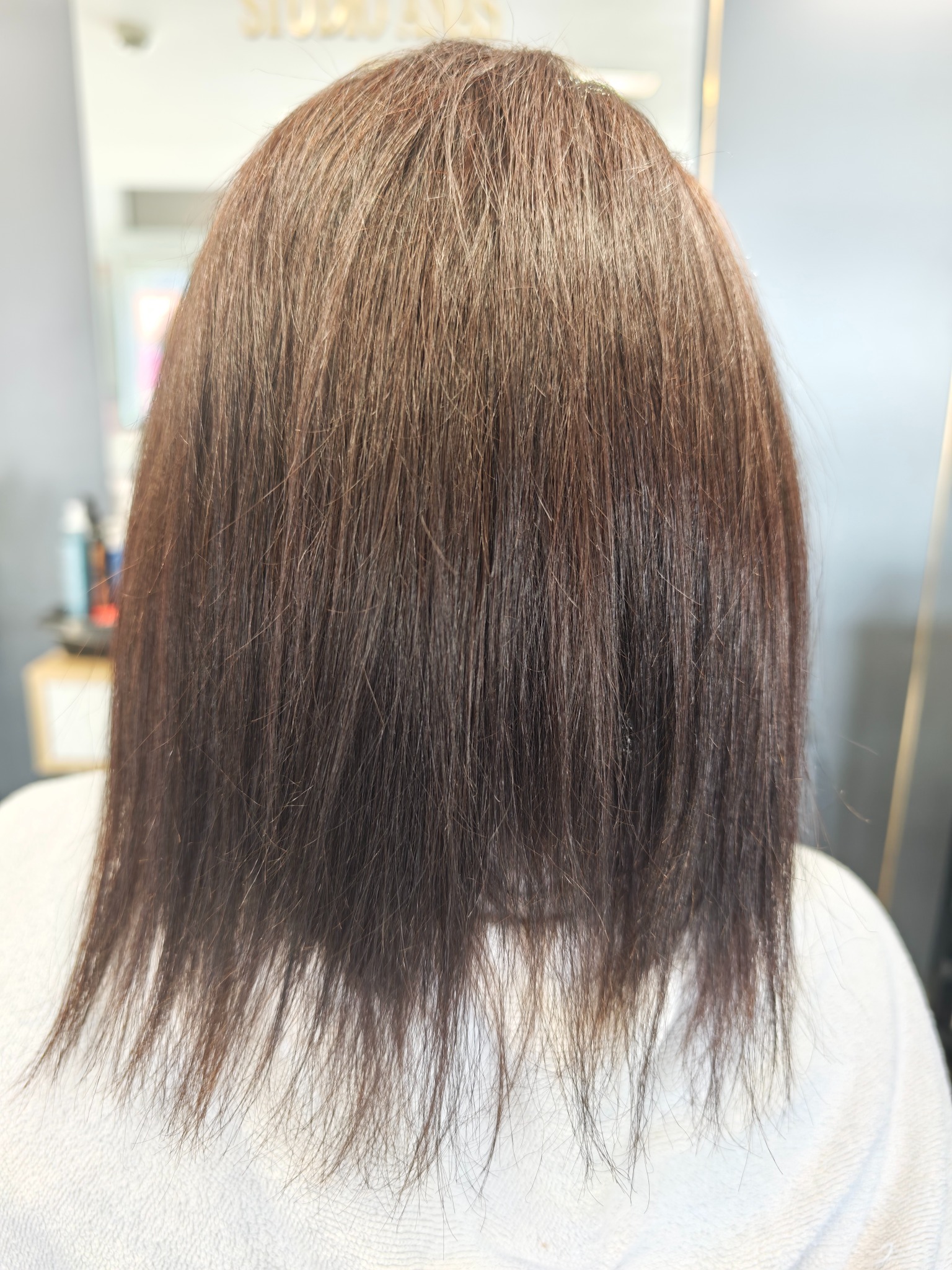Antes da terceira transformação com extensão de cabelos Mega Hair no Studio Ana’s