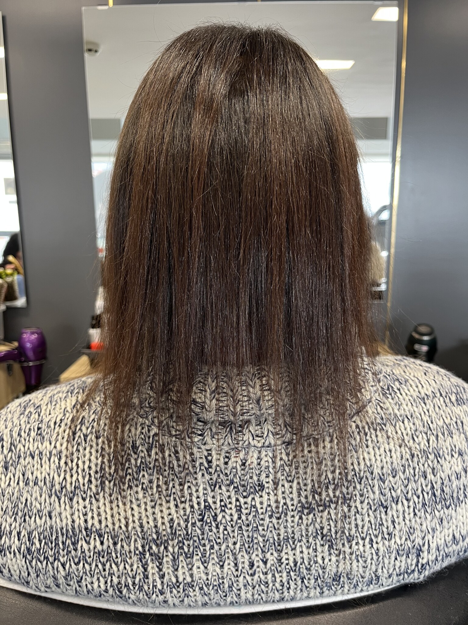 Antes da sexta transformação com extensão de cabelos Mega Hair no Studio Ana’s